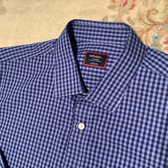 UNTUCKit Cotton Purple Gingham Dress Shirt Sz XL EUC - Picture 2 of 5